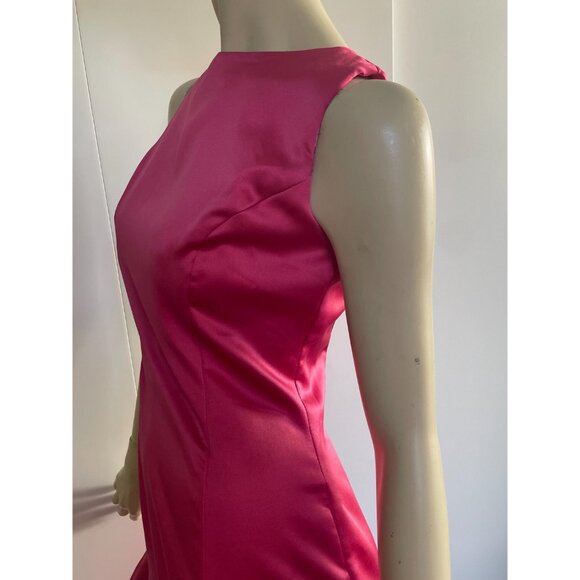 1990s Jessica McClintock Dress, Size 6, Hot Pink Sheath Dress - Picture 6 of 9